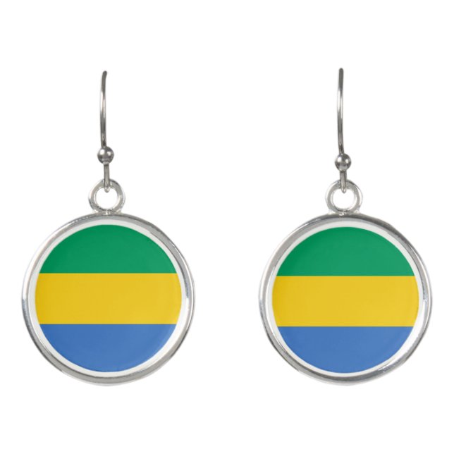 Gabon Flag Earrings (Front)