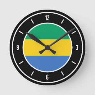 Gabon Flag Elegant Round Clock