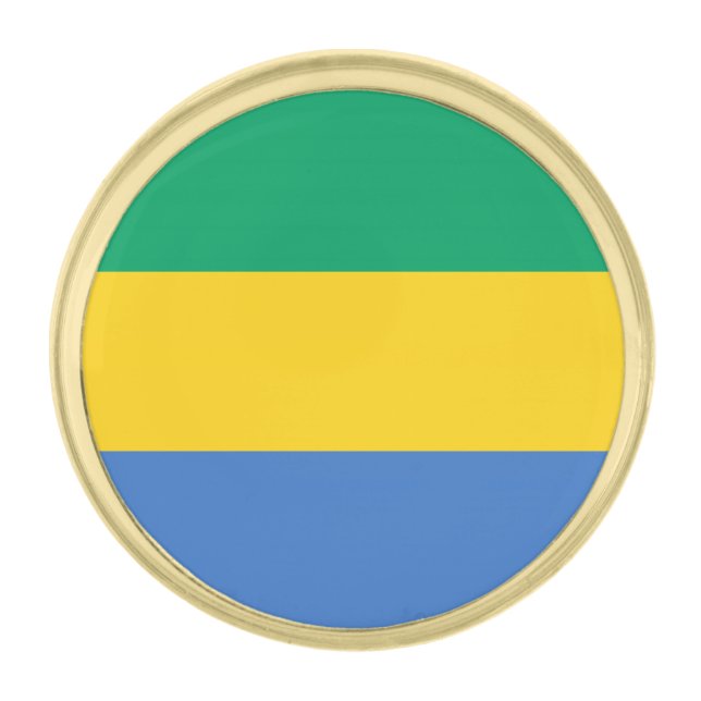 Gabon Flag Gold Finish Lapel Pin (Front)