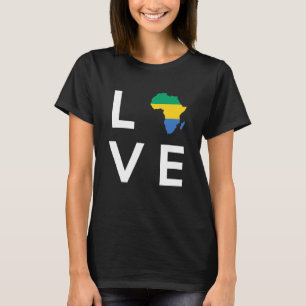 Gabon Flag Love Africa Continent Silhouette for Ga T-Shirt
