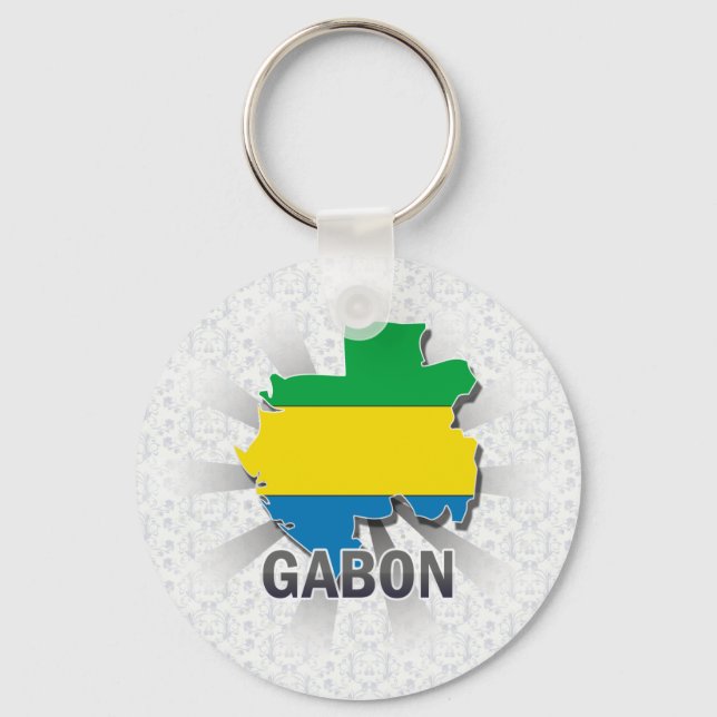Gabon Flag Map 2.0 Keychain (Front)