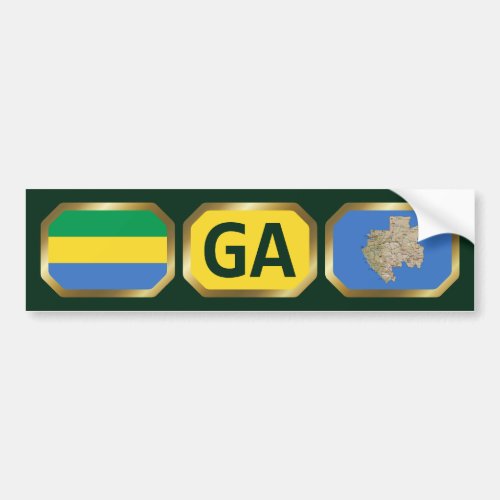 Gabon Flag Map Code Bumper Sticker