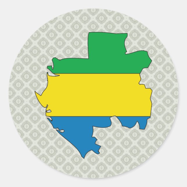 Gabon Flag Map full size Classic Round Sticker (Front)