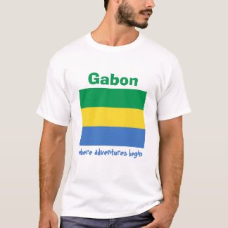 Gabon Flag + Map + Text T-Shirt