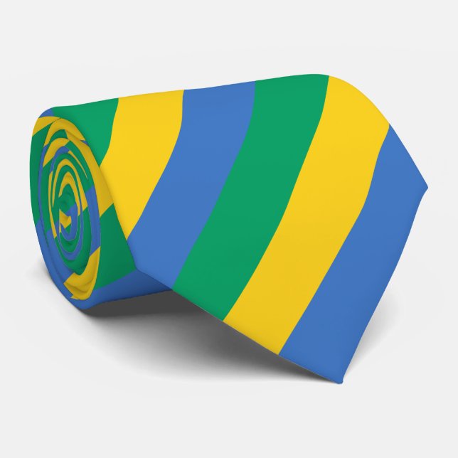 Gabon Flag Neck Tie (Rolled)