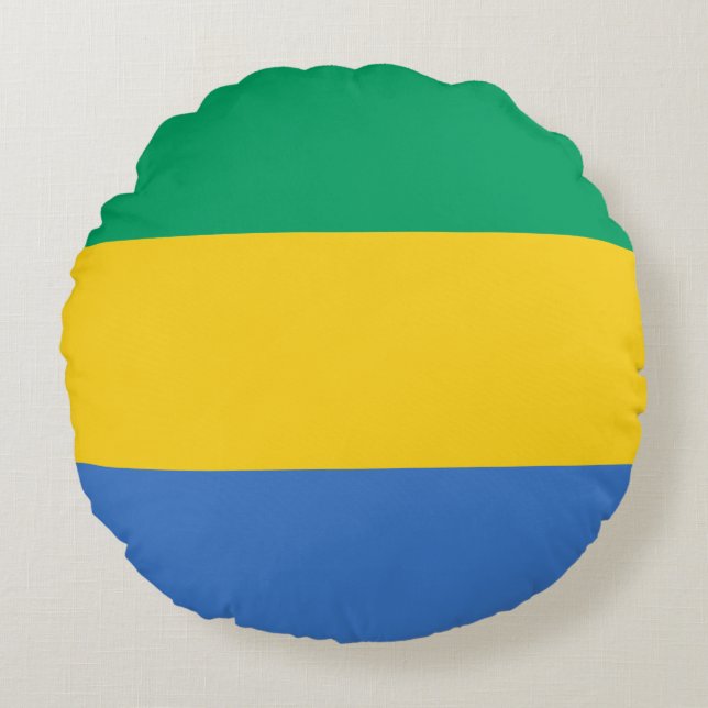 Gabon Flag Round Pillow (Front)