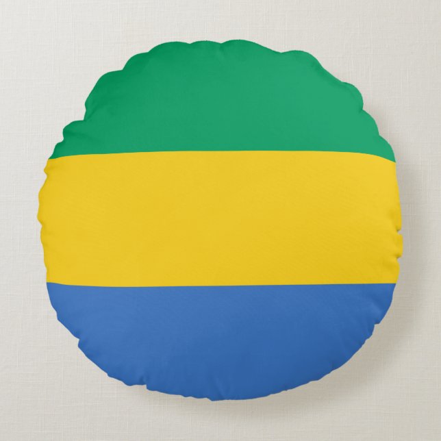 Gabon Flag Round Pillow (Front)