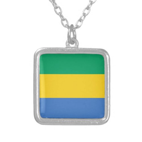 Gabon Flag Silver Plated Necklace
