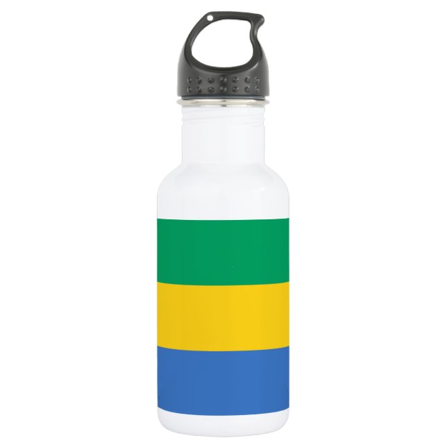 Gabon Flag Stainless Steel Water Bottle (Front)