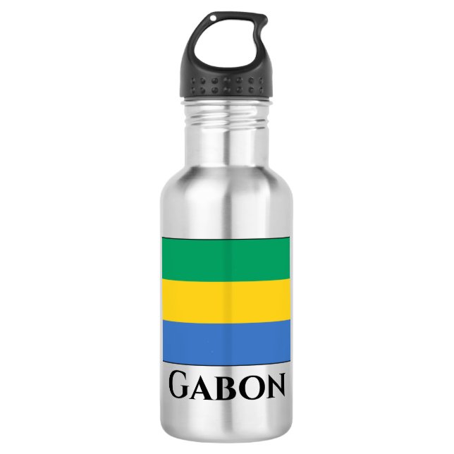 Gabon Flag Stainless Steel Water Bottle (Front)