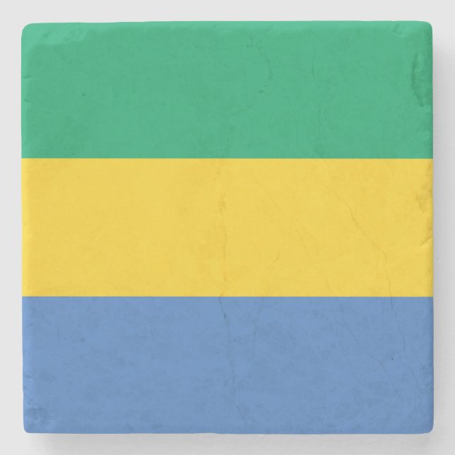 Gabon Flag Stone Coaster (Front)