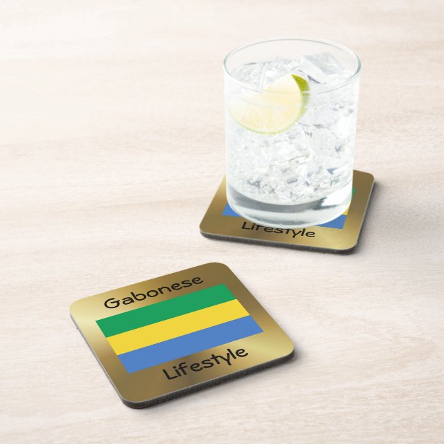 Gabon Flag+Text Coaster (Right Side)