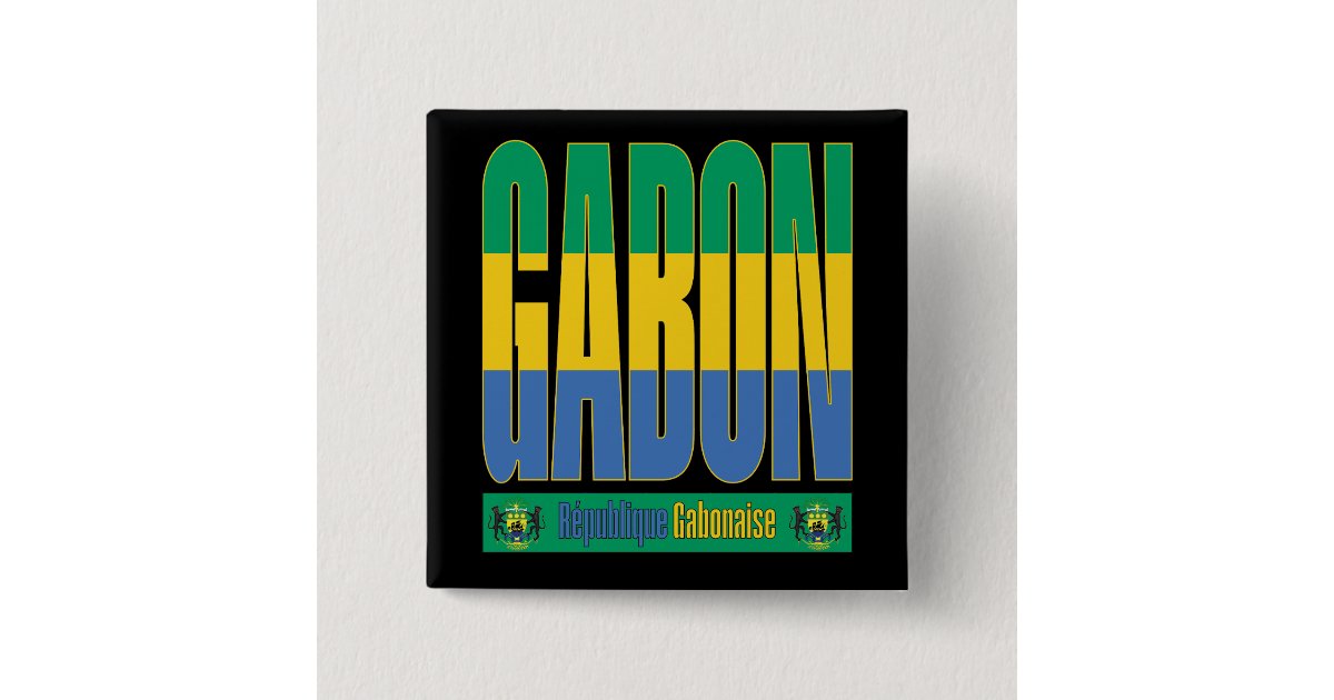 Gabon Flag Text Design Button | Zazzle