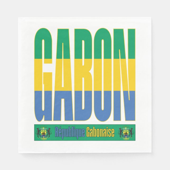 Gabon Flag Text Design Napkins (Front)