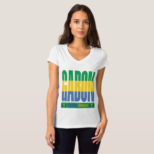 Gabon Flag Text Design T_Shirt