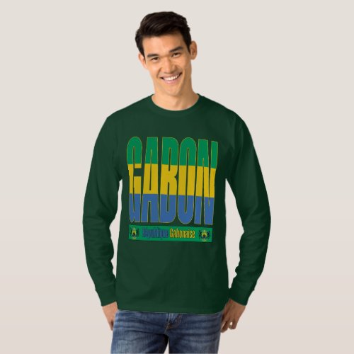 Gabon Flag Text Design T_Shirt