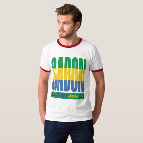 Gabon Flag Text Design T_Shirt