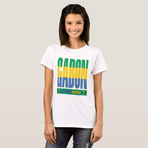 Gabon Flag Text Design T_Shirt