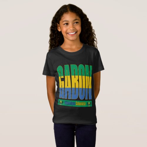 Gabon Flag Text Design T_Shirt