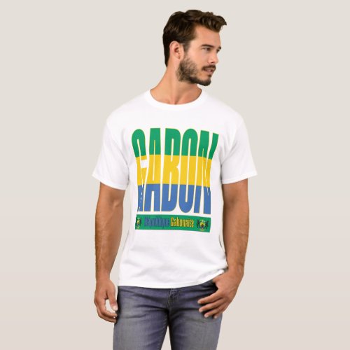 Gabon Flag Text Design T_Shirt