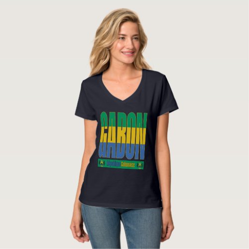 Gabon Flag Text Design T_Shirt