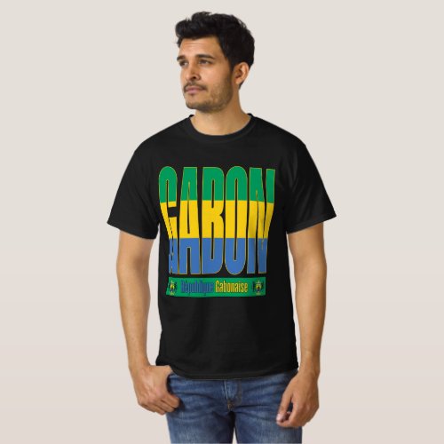 Gabon Flag Text Design T_Shirt