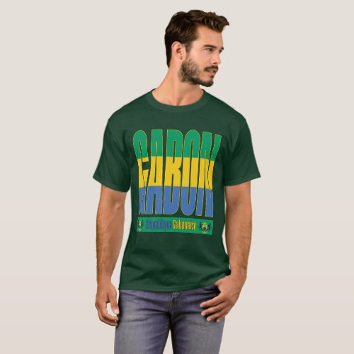 Gabon Flag Text Design T_Shirt