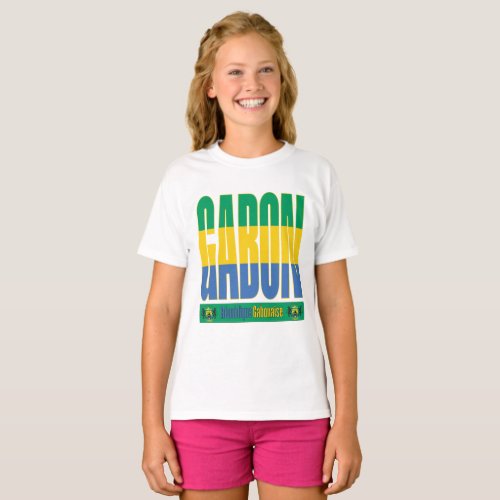 Gabon Flag Text Design T_Shirt