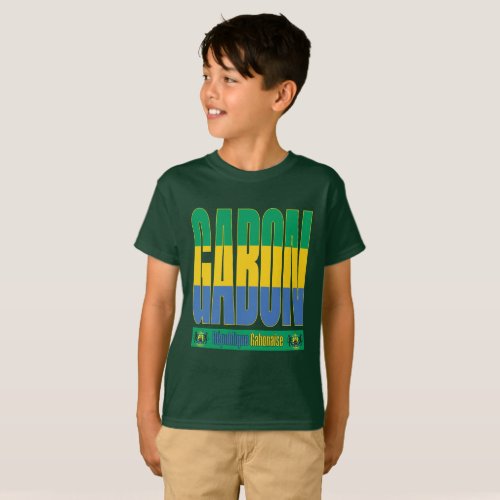 Gabon Flag Text Design T_Shirt