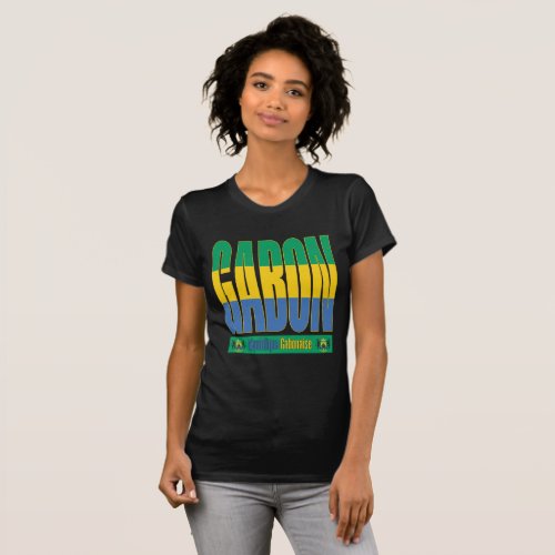 Gabon Flag Text Design T_Shirt