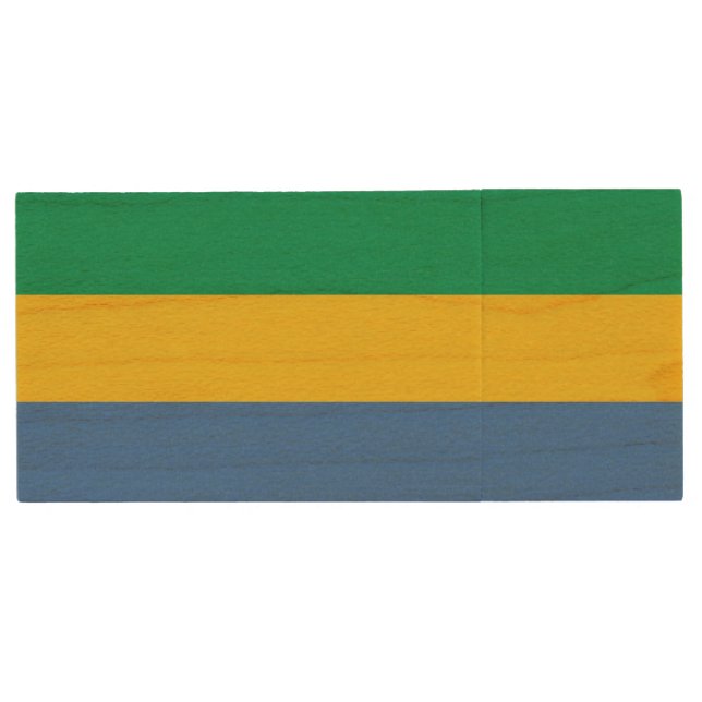 Gabon Flag Wood Flash Drive (Front)