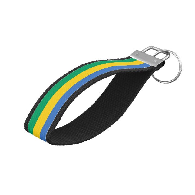 Gabon Flag Wrist Keychain (Angled Up)
