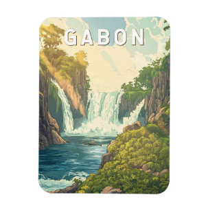 Gabon Illustration Travel Art Vintage Magnet