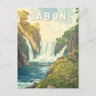 Gabon Illustration Travel Art Vintage Postcard