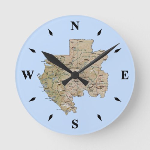 Gabon Map Clock