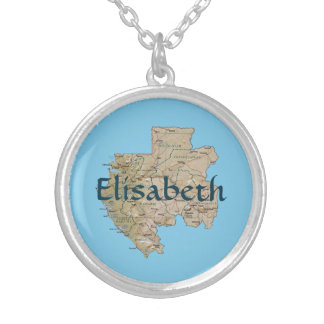 Gabon Map + Name Necklace