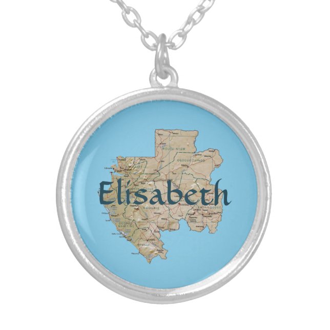 Gabon Map + Name Necklace (Front)