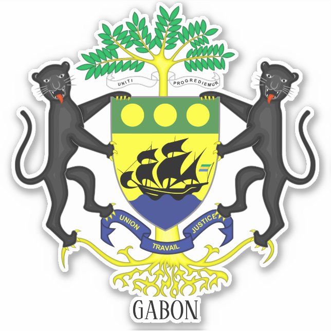 Gabon National Coat Of Arms Patriotic Sticker (Front)