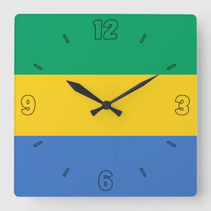 Gabon National Flag Patriotic Square Wall Clock