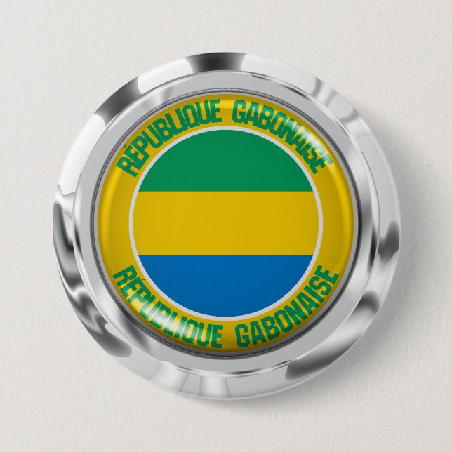 Gabon Round Emblem Button (Front)