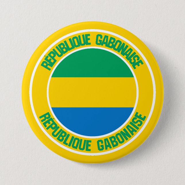 Gabon Round Emblem Button (Front)