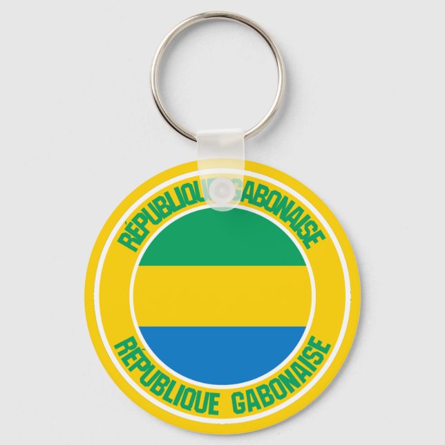 Gabon Round Emblem Keychain (Front)
