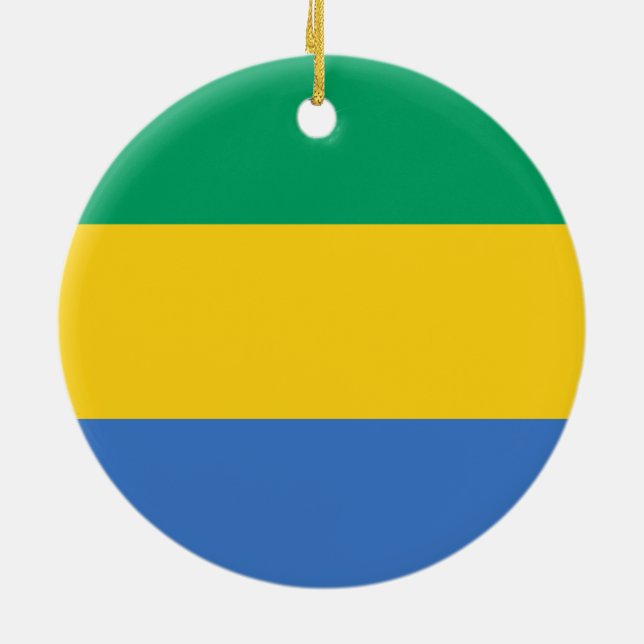 Gabonese Flag (Gabon) Ceramic Ornament (Back)