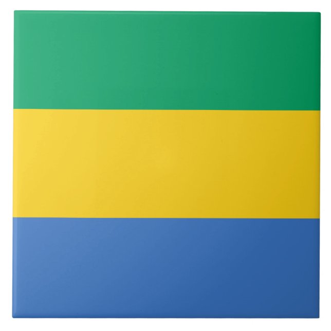 Gabonese Flag (Gabon) Ceramic Tile (Front)