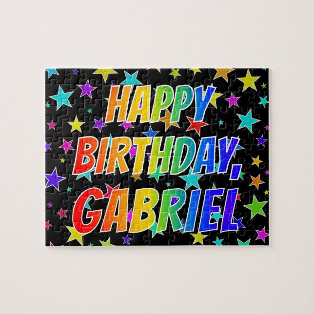 "GABRIEL" First Name, Fun "HAPPY BIRTHDAY" Jigsaw Puzzle (Horizontal)