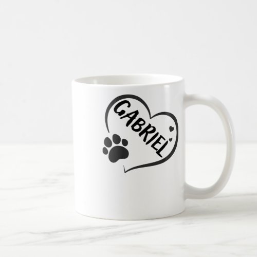 Gabriel Name In A Heart With A Paw  Coffee Mug