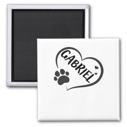 Gabriel Name In A Heart With A Paw  Magnet