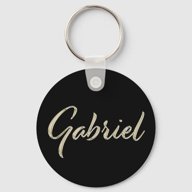 Gabriel Name whitegold Button Schlüsselanhänger Keychain (Front)