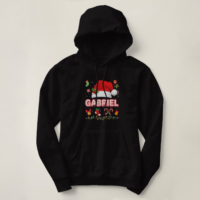 Gabriel Santa Claus Hat Family Merry Christmas Xma Hoodie (Design Front)