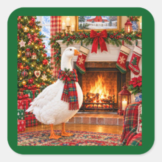Gabriel the Goose Bright Christmas Square Sticker